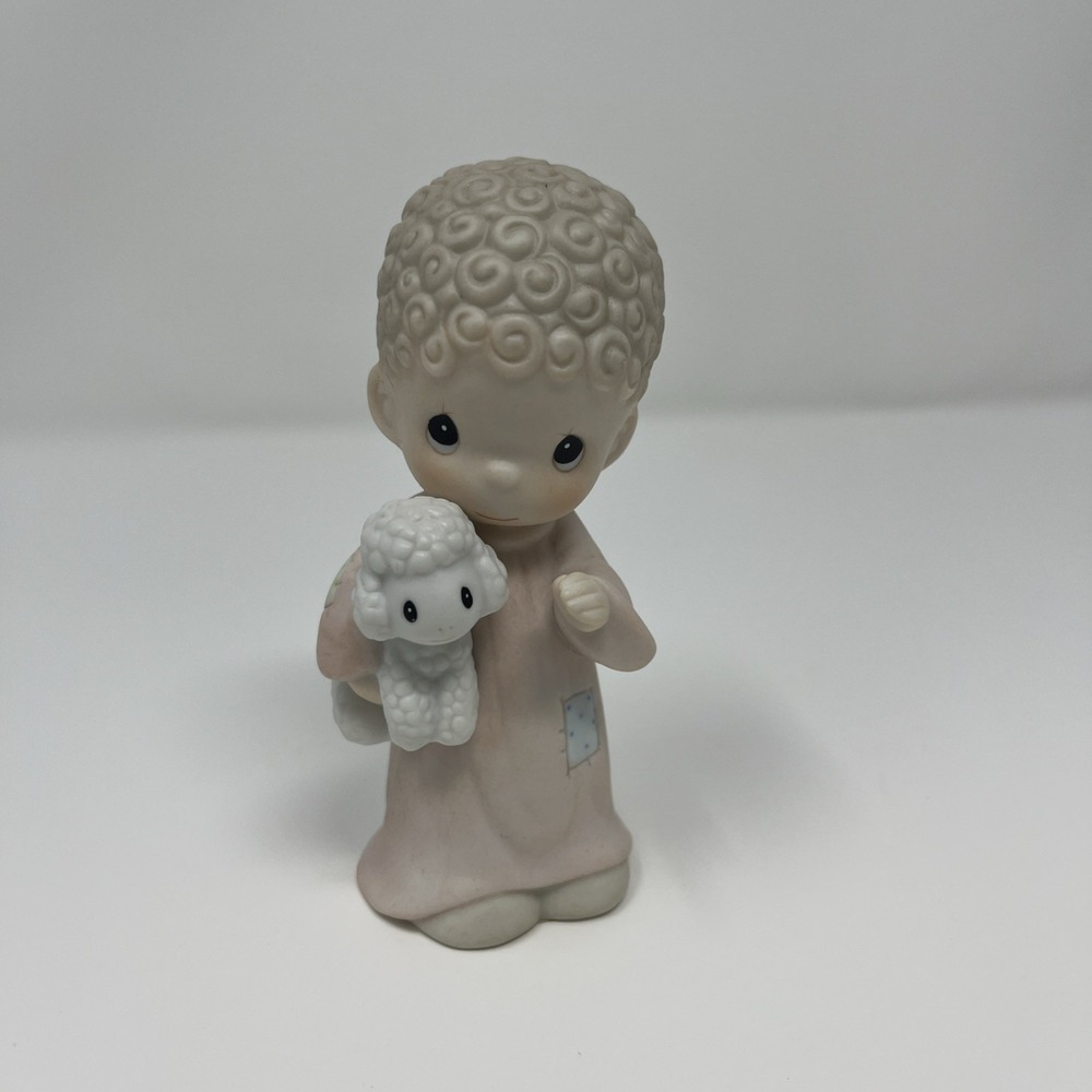 1986 PRECIOUS MOMENTS NATIVITY 104000 SHEPHERD BOY W/LAMB FIGURINE COME LET US